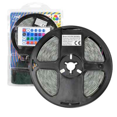 Aproape nou: Banda LED PNI 2835RGB, RGB, IP65, silicon, lungime 5 metri, cu telecom foto