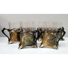 Sase suporturi WMF, Art Nouveau, pentru pahare, cca. 1906