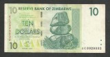 ZIMBABWE 10 DOLARI DOLLARS 2007 [15] P- 67 , VF+