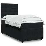 VidaXL Pat box spring cu saltea, negru, 90x200 cm, catifea 3294540
