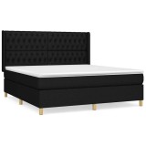 Cumpara ieftin Pat box spring cu saltea, negru, 180x200 cm, catifea