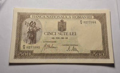 500 lei 1941 Iulie UNC foto