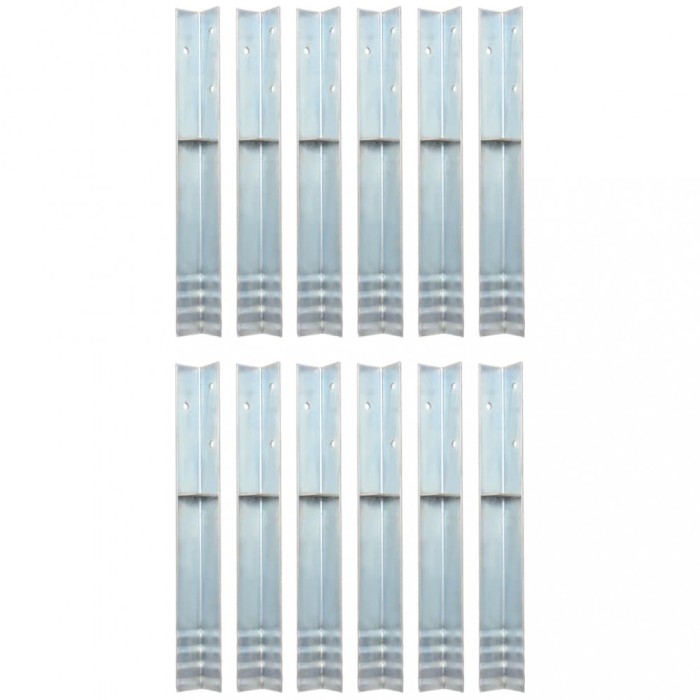 vidaXL Ancore de sol &icirc;n formă de L, 12 buc, oțel galvanizat, 5x5x50 cm