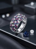 Inel Statement din Argint 925 Aurora Jewelry , Model Mozaic Multicolor de Cristale