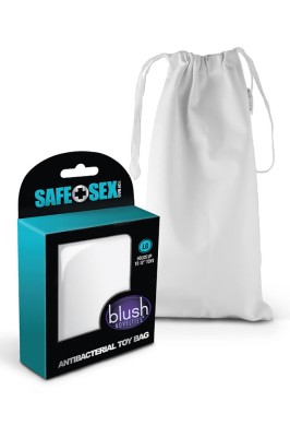 Husa XXL Jucarii Sexuale, Satin Alb, Antibacterial Toy Bag, [ 31 cm x 13 cm ] foto