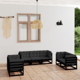 Cumpara ieftin Gossi set mobilier gradina cu perne, 7 piese, lemn masiv pin