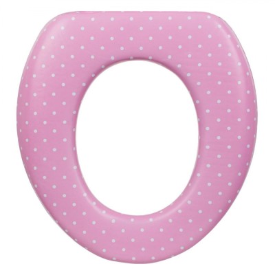Reductor WC Copii Honey Baby, Moale, Fete, Culoare Roz cu Buline, Dimensiuni 31x28cm, Greutate Maxima 25kg foto