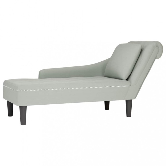 vidaXL Șezlong cu pernă și cotieră dreaptă, gri deschis, catifea 4009772