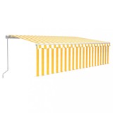 Copertina retractabila manual cu stor, galben&amp;alb, 5x3 m