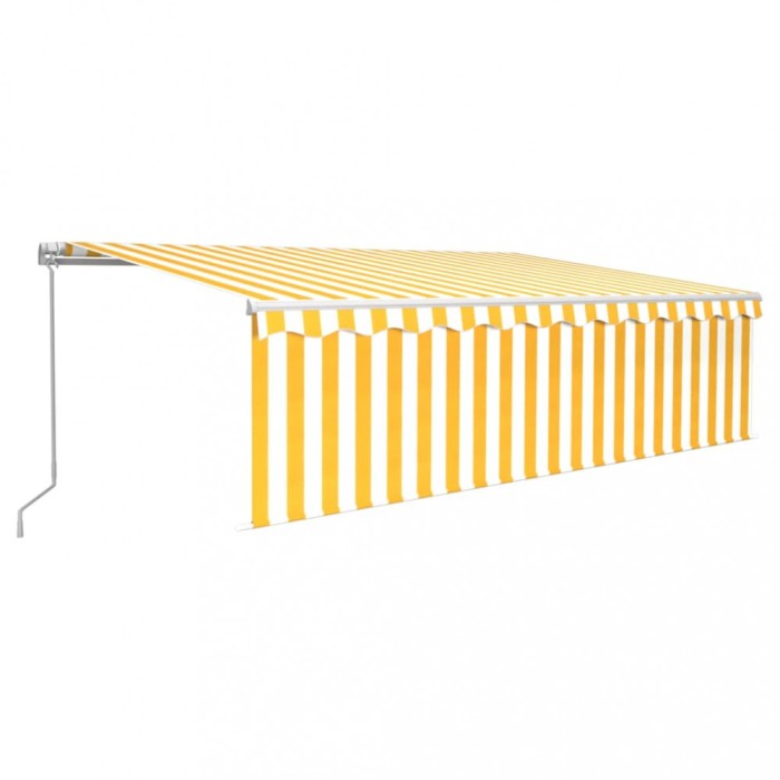 Copertina retractabila manual cu stor, galben&amp;alb, 5x3 m
