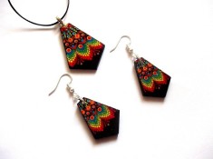 set bijuterii lemn cu mandala 41639