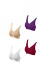 Set 4 sutiene Slimmaxx, marime XL, fermoar frontal, multicolor, Alb, rosu