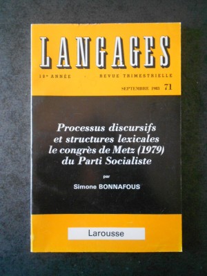 SIMONE BONNAFOUS - PROCESSUS DISCURSIFS ET STRUCTURES LEXICALES foto
