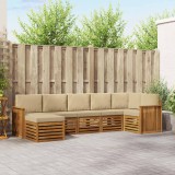 vidaXL Seturi de canapele 7 pcs Natural și Bej Lemn Solid de Acacia 3375168