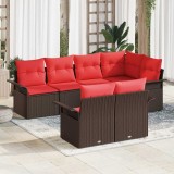 vidaXL Set de canapele pentru grădină cu pernă 7 pcs Maro Rattan poli 3354073