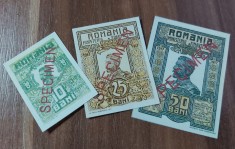 REPRODUCERI lot 3 bancnote SPECIMEN 10,25 ,50 Bani 1917, Ferdinand I al Rom&acirc;niei