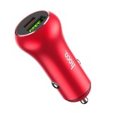 Incarcator auto Hoco Z38 1XUSB 18W+PD Suport QC3.0 20W , Rosu
