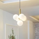 Cumpara ieftin Lustră modernă 5 globuri G9, forma strugure, corp auriu, &icirc;nălțime reglabilă