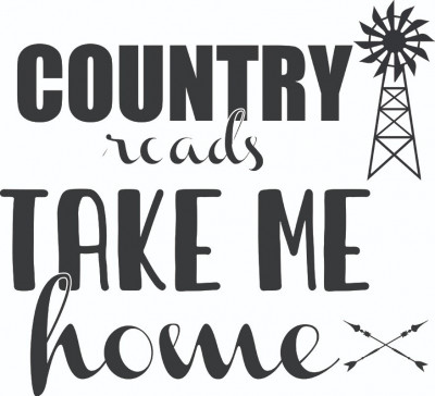 Sticker decorativ, Country roads take me home, Negru, 65 cm, 7081ST-2 foto