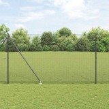Fereastră din Fier Sudat cu 13 St&acirc;lpi de Țepușă Gri 1.5x50 m Oțel
