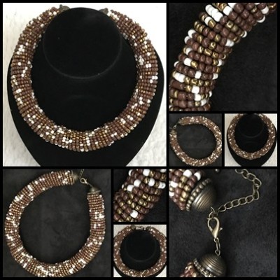 COLIER GROS SUPRADIMENIONAT DAMA PIETRE SEMIPRETIOASE ACCESORII BRONZ ANTIC foto