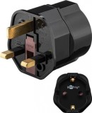 Adaptor Schuko (Europa) la UK cu impamantare Negru , Goobay 45352