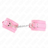 KINK - FUR LINED WRIST RESTRAINTS PINK WITH PINK BELT ADJUSTABLE 17-29 CM X 6 CM, KINK WRIST RESTRAINT