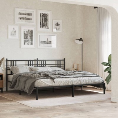 vidaXL Cadru de pat metalic cu tăblie, negru, 183x213 cm 376329 foto