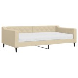 Cumpara ieftin Pat de zi cu saltea, crem, 100x200 cm, textil