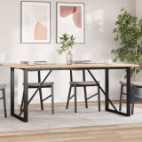 VidaXL Masă bucătărie, cadru O, 180x90x75,5 cm lemn masiv pin și Oţel