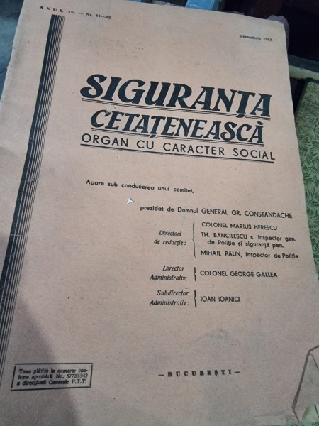 Siguranta Cetateneasca - Anul IV Nr. 11-12 Decembrie 1943
