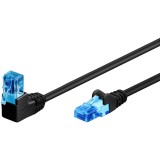 Cablu de retea cat 6A UTP cu 1 unghi 90 grade 0.5m Negru, Goobay G51528