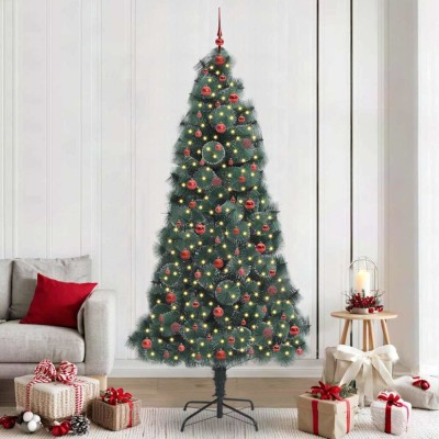 vidaXL Brad artificial pre-luminat de Crăciun cu set de globuri 240 cm 3396190 foto