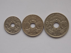 LOT 3 MONEDE 5,10,25 centimes 1931 FRANTA foto