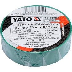 Banda electroizolanta PVC 19 mm x 20 m x 0.13 mm verde YATO