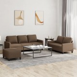 VidaXL Set de canapele cu perne, 3 piese, maro, textil