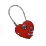 Lacat in forma de Inima cu cifru, 3 cifre resetabile, Siguranta pentru Obiectele Personale, Valentine's Day, Rosu, 4 x 8 cm