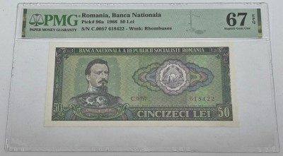 bancnota romaneasca de colectie - 50 lei 1966 gradata PMG EPQ67 foto
