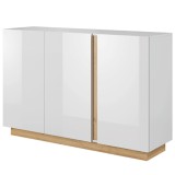 Cumpara ieftin Comoda 3 usi din pal alb stejar Grandson alb lucios City 138x40x91 cm