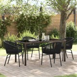 VidaXL Set de masă pentru grădină 5 pcs Negru Rattan poli