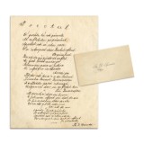 Th. D. Speranția, Manuscrisul unei poezii și carte de vizită