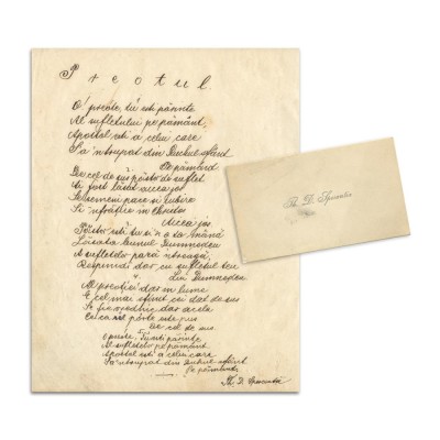 Th. D. Speranția, Manuscrisul unei poezii și carte de vizită foto