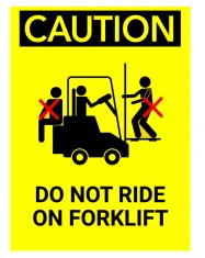 Sign caution do not ride on forklift foto
