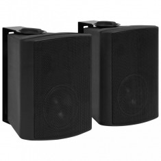 vidaXL Boxe stereo de perete, interior/exterior, 2 buc. negru, 100 W, cu alimentare pe linie