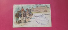 Litho Bucuresti Suvenir din Bucuresti Palatul Regal Militari Military Litografie