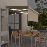 VidaXL Copertină retractabilă manual cu stor&amp;LED, crem, 3,5x2,5 m