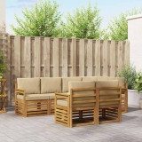 Cumpara ieftin Set de canapele de exterior 7 buc. 7-Locuri Natural si Bej
