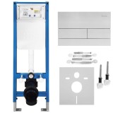 Set Cadru &Icirc;ngropat Slim 024N pentru WC cu Buton T Brush Steel