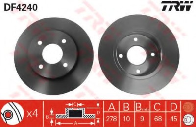 Disc frana NISSAN PRIMERA Break (WP11) (1996 - 2002) TRW DF4240 foto