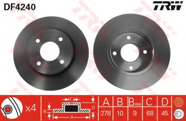 Disc frana NISSAN PRIMERA Break (WP11) (1996 - 2002) TRW DF4240